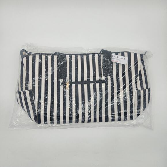 Alice & Olivia By‎ Stacey Bendet Black & White Striped Duffel Bag NWT - Picture 7 of 8